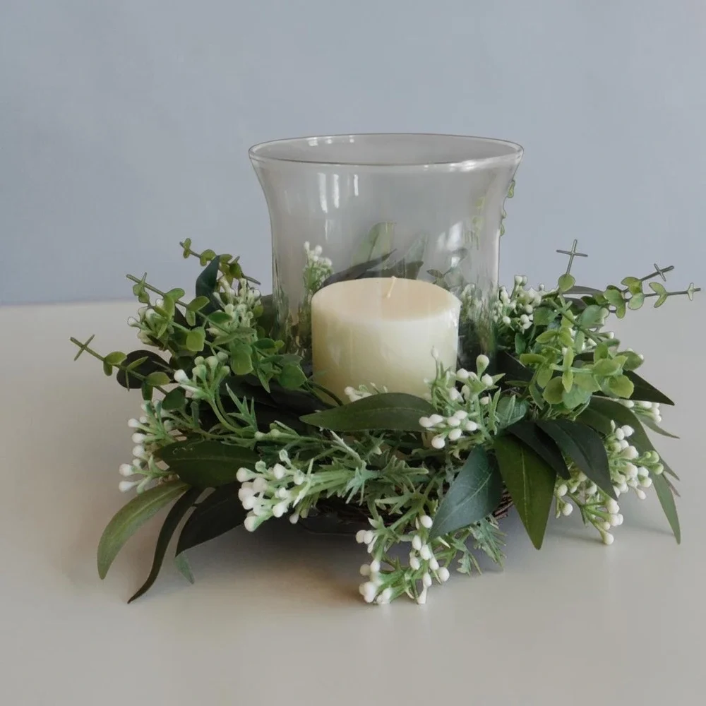 Dusty Miller Wire Vine Neutral‎ Candle Ring Wedding decor  Everyday Greenery